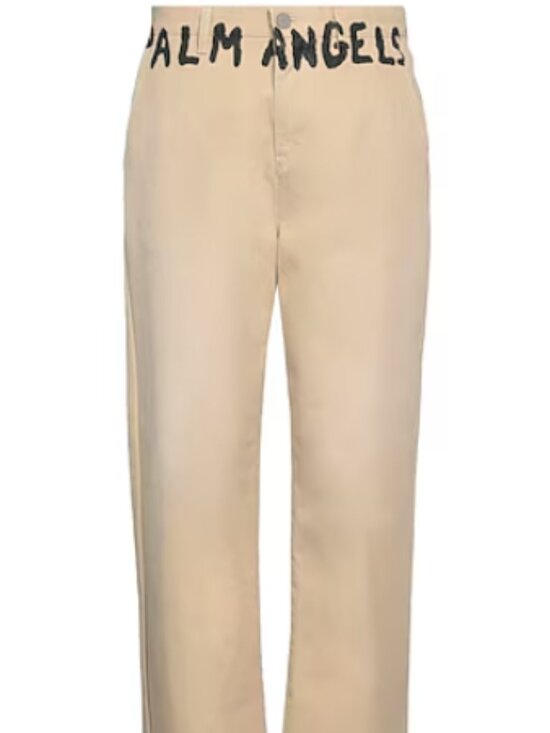 Palm Angels Other - Palm Angels PMCG005S23FAB002 Waistband Logo Chino Pants Beige Size L Worn 2x